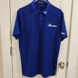 LIV Golf Smash Golf Club Performance Golf Polo Shirt - Royal Blue AOP - Medium